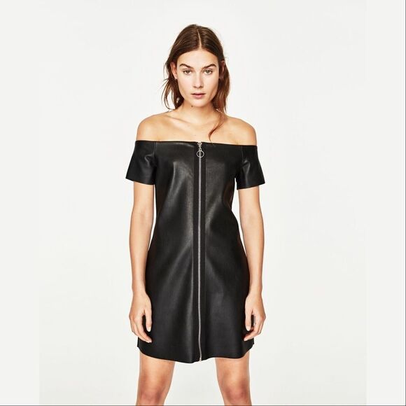 ✨2xHP✨ZARA LEATHER-EFFECT DRESS✨  - Picture 1 of 7